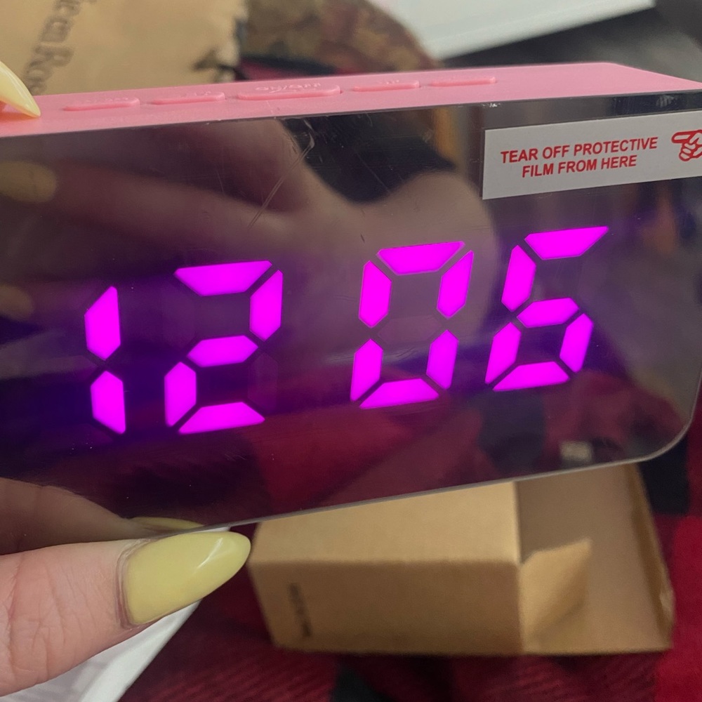 Pink alarm clock